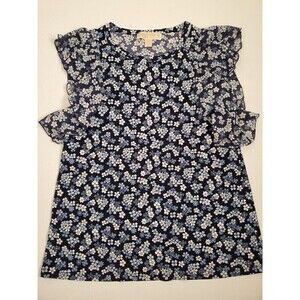 MICHAEL Kors Sleeveless Blouse Navy Floral Size S